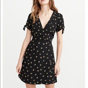 Abercrombie Black floral faux wrap dress